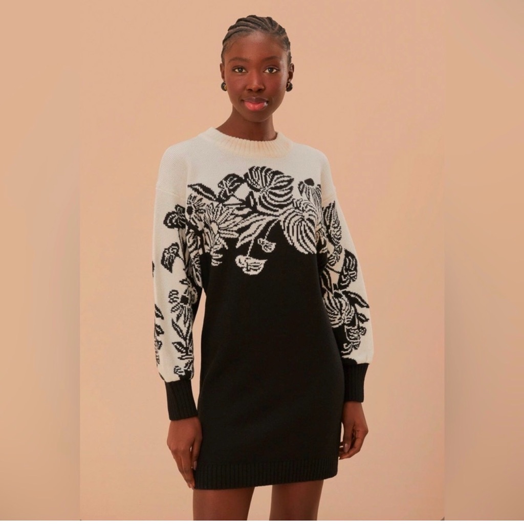Brand New Farm Rio Surreal Garden Knit Sweater Dress Large